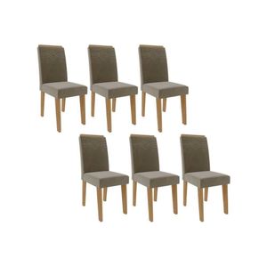 Cadeira De Cozinha Taís Kit 6 Un Nature Suede Joli Chocolate Cimol