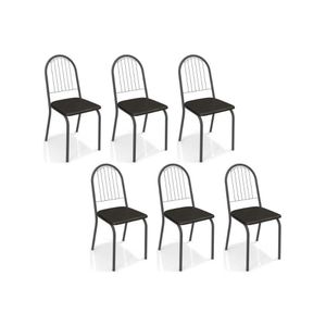 Cadeira De Cozinha Noruega C077 Kit 6 Un Preto Fosco Courano Preto 110