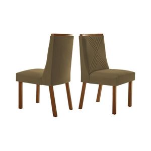 Cadeira De Cozinha Montreal Kit 2 Un Imbuia Capuccino Suede Capuccino Rufato