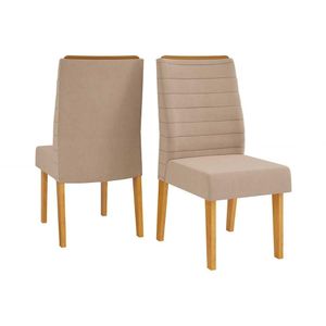 Cadeira De Cozinha Ondina Kit 2 Un Cedro Suede Kraft Bege
