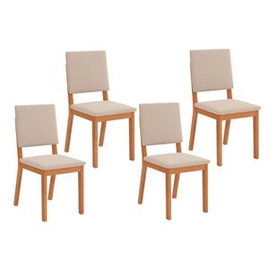 Cadeira De Cozinha Talia Kit 4 Un Cedro Suede Creme