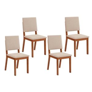 Cadeira De Cozinha Talia Kit 4 Un Freijó Suede Creme