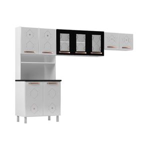 Cozinha Compacta Mirage Aço 3 Peças 2 Aéreos + 1 Paneleiro Czc40 Branco Preto Telasul
