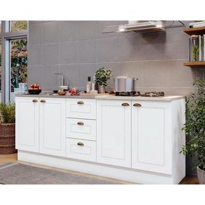 Kit Cozinha Modulada 3 Peças Americana 2balcões + 1 Complemento Sem Pia Cz137 Branco