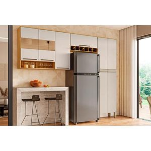 Kit Cozinha Modulada 3 Peças Nápoli Prime 2aéreos+ 1 Paneleiro Cpt02 Amendoa Off White Ronipa