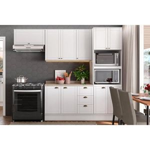 Cozinha Modulada Completa Bella 4 Peças 2 Aéreos + 1 Balcão + 1 Paneleiro C4p54 Branco