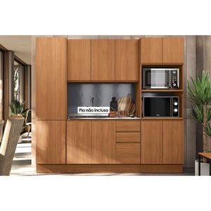 Cozinha Modulada Completa Ciela 4 Peças 1 Aéreo + Balcão + 2 Paneleiros C4p81 Canela