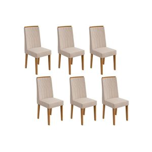 Kit 6 Cadeiras De Cozinha Exclusive 6 Un Amêndoa Linho Bege Rinzai Lopas