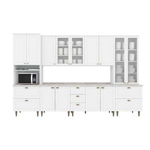 Cozinha Modulada Americana 8 Peças 2 Aéreos + 2 Balcões+ 2 Paneleiros + 2 Complementos Com Pés C5p51 Branco2 Aéreos + 1 Balcão + 1 Complemento