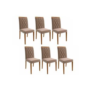 Kit 6 Cadeiras De Cozinha Juliana 6 Un Madeirado Suede Joli Capuccino Cimol