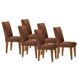 Kit 6 Cadeiras De Cozinha Londrina 6 Un Capuccino Suede Marrom Rufato