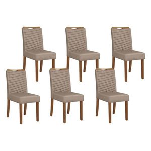 Kit 6 Cadeiras De Cozinha Julia 6 Un Freijó Suede Kraft