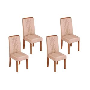 Kit 4 Cadeiras De Cozinha Zoe 4 Un Freijó Suede Creme