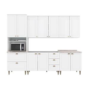 Cozinha Modulada Americana 6 Peças 2 Aéreos + 2 Balcões+ 1 Paneleiro + 1 Complemento Com Pés C5p62 Branco2 Aéreos + 1 Balcão + 1 Complemento
