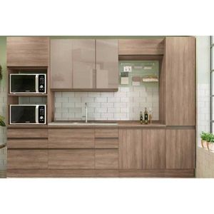 Cozinha Modulada Completa Maxxi 7 Peças 2 Aéreos + 2 Balcões+ 2 Paneleiros + 1 Complemento Sem Pia Cz267 Nogal