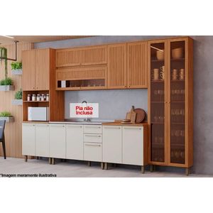 Cozinha Modulada Completa Requinte 7 Peças 2 Aéreos + 2 Balcões+ 2 Paneleiros + 1 Complemento Cz101 Nature Nature Areia