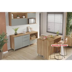 Cozinha Modulada Completa Marquesa 6 Peças 2aéreos+3balcões+1ilha C6p02 Nature Verde