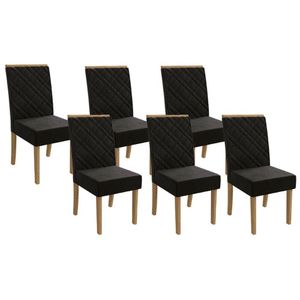 Kit 6 Cadeiras De Cozinha 2cad149fr 6 Un Freijó Suede Preto A038