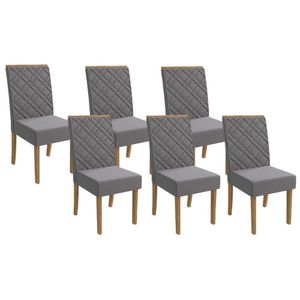 Kit 6 Cadeiras De Cozinha 2cad149fr 6 Un Freijó Suede Titanio A050
