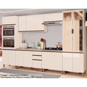 Cozinha Modulada Connect 7 Peças 2 Aéreos + 2 Balcões+ 2 Paneleiros + 1 Complemento C5p89 Off White2 Aéreos + 1 Balcão + 1 Complemento