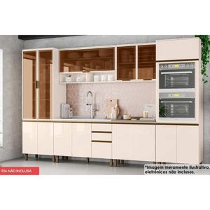 Cozinha Modulada Connect 7 Peças 2 Aéreos + 2 Balcões+ 2 Paneleiros + 1 Complemento C5p76 Off White2 Aéreos + 1 Balcão + 1 Complemento