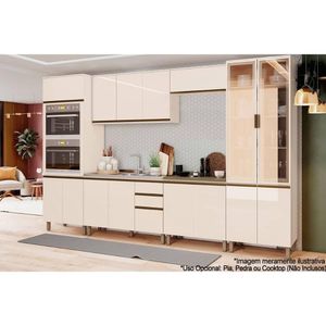 Cozinha Modulada Connect 7 Peças 2 Aéreos + 2 Balcões+ 2 Paneleiros + 1 Complemento C5p96 Off White2 Aéreos + 1 Balcão + 1 Complemento
