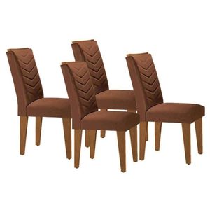 Kit 4 Cadeiras De Cozinha Londrina 4 Un Capuccino Suede Marrom Rufato