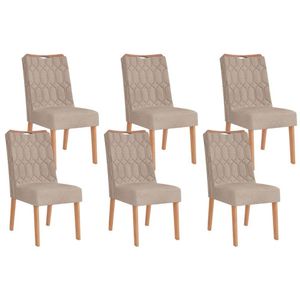 Kit 6 Cadeiras De Cozinha Bia 6 Un Cedro Suede Kraft