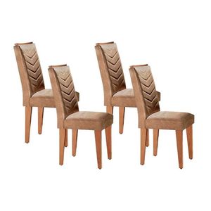 Kit 4 Cadeiras De Cozinha Londrina 4 Un Imbuia Suede Capuccino Rufato