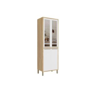 Cristaleira De Cozinha Syrah Com 4 Portas 2 Com Vidro Reflecta 75cm Amendoa Off White Ronipa