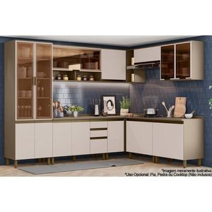 Cozinha Modulada Connect 13 Peças 4aéreos+4balcões+ 1 Paneleiro +4complementos C6p06 Duna Cristal2 Aéreos + 1 Balcão + 1 Complemento