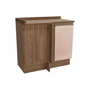 Gabinete De Cozinha Modulado Balcão Com Tampo De Canto Curve 98cm Nogueira Macadamia