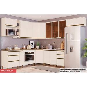 Cozinha Modulada Connect 17 Peças 8aéreos+5balcões+4complemntos C5p87 Off White2 Aéreos + 1 Balcão + 1 Complemento