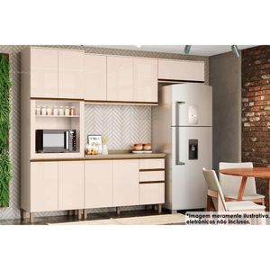 Cozinha Modulada Connect 5 Peças 2 Aéreos + 1 Balcão + 1 Paneleiro + 1 Complemento C5p69 Off White2 Aéreos + 1 Balcão + 1 Complemento