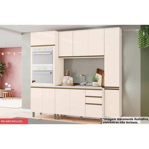 Cozinha Modulada Connect 4 Peças 1 Aéreo + Balcão + 2 Paneleiros C5p74 Off White2 Aéreos + 1 Balcão + 1 Complemento