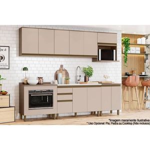 Cozinha Modulada Connect 10 Peças 5aéreo+3balcões+ 2 Complementos C6p26 Duna Cristal2 Aéreos + 1 Balcão + 1 Complemento