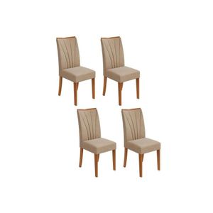 Kit 4 Cadeiras De Cozinha Apogeu 4 Un Amêndoa Suede Creme Lopas