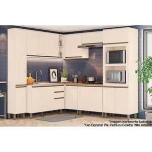 Cozinha Modulada Connect 10 Peças 3 Aéreos + 3 Balcões + 2 Paneleiros + 2 Complementos C5p95 Off White2 Aéreos + 1 Balcão + 1 Complemento