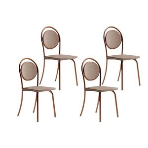 Kit 4 Cadeiras De Cozinha 1738 4 Uni Rose Linho Areia Courano Caramelo