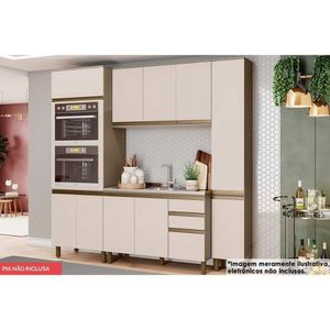 Cozinha Modulada Connect 4 Peças 1 Aéreo + Balcão + 2 Paneleiros C6p19 Duna Cristal2 Aéreos + 1 Balcão + 1 Complemento