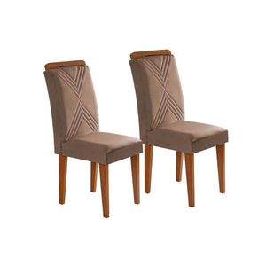 Kit 2 Cadeiras De Cozinha Amsterdã 2 Un Imbuia Suede Capuccino Rufato