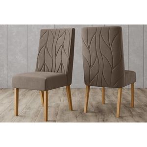 Kit 2 Cadeiras De Cozinha Eloá 2 Un Nature Suede Marrom Amendoa
