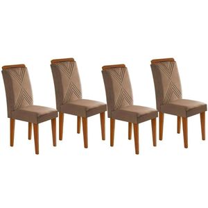 Kit 2 Cadeiras De Cozinha Amsterdã 4 Un Imbuia Suede Capuccino Rufato