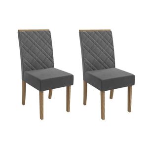 Kit 2 Cadeiras De Cozinha 2cad149 2 Un Canela Suede Cinza