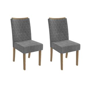 Kit 2 Cadeiras De Cozinha 2cad129 2 Un Canela Suede Cinza
