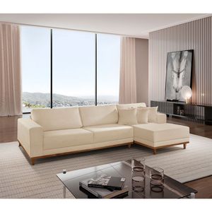 Sofá Cronos 185cm Chaise Lado Direito Meu Sofá Online A294 Linho Creme