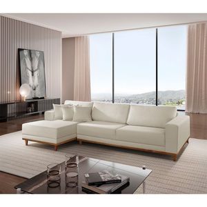 Sofá Cronos 185cm Chaise Lado Esquerdo Meu Sofá Online A302 Linho Branco
