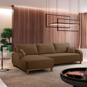 Sofá Albano Veludo 300 Chaise Lado Esquerdo Meu Sofá Online B016 Veludo Marrom