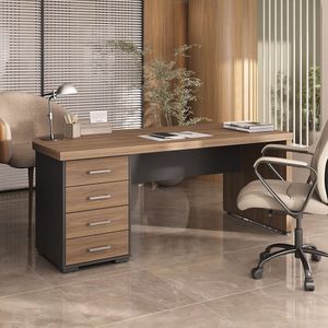 Mesa Executiva Premium Para Escritório 4 Gavetas Elegante E Funcional Nogal-preto