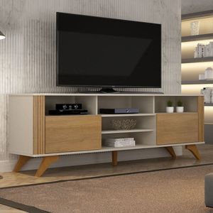 Rack Bancada 2 Portas Mariana Tvs De Até 65 P Off White-cinamomo